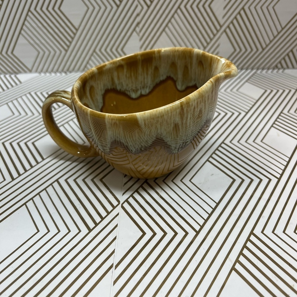 Vintage Canonsburg Drip Glaze Pottery Butterscotch Creamer USA